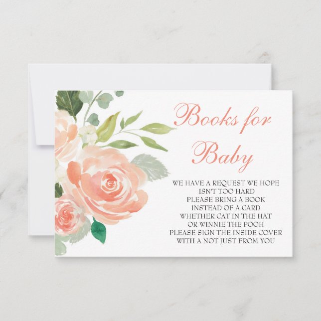 Peach Floral Diaper Books for Baby Card (Front)