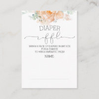 Peach Floral Diaper Raffle Ticket