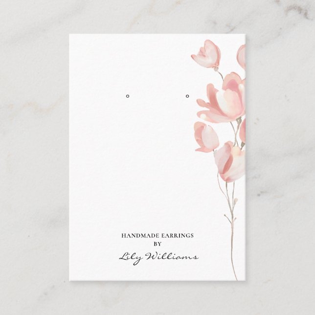 Peach Floral Earring Display Holder Card (Front)