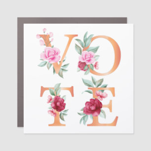 Peach Floral Elegant Feminine Go Vote Car Magnet