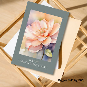 Peach Floral Elegant Large Valentine's day Card