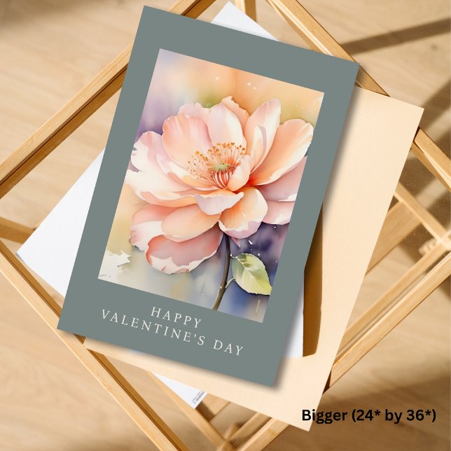 Peach Floral Elegant Large Valentine's day Card (Creator Uploaded)