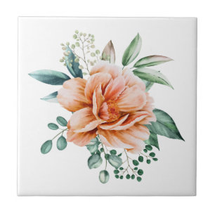 Peach Floral Eucalyptus Kitchen Bathroom Remodel Ceramic Tile