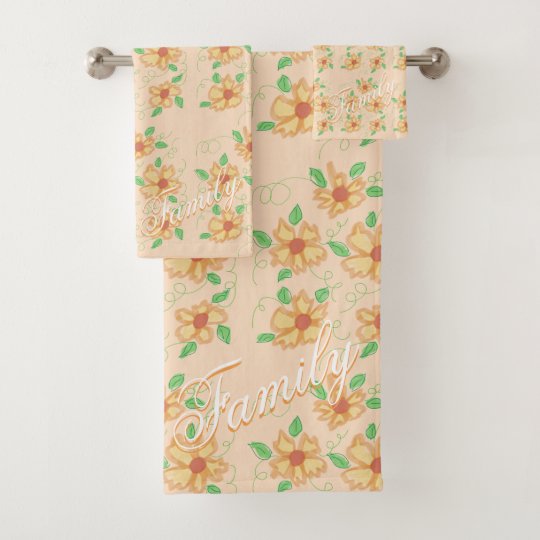 Peach Floral Family Bath Towel Set