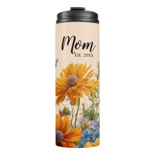 Peach Floral First-Time Mom Gift Thermal Tumbler (Front)