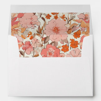 Peach Floral Flower Pattern Envelope