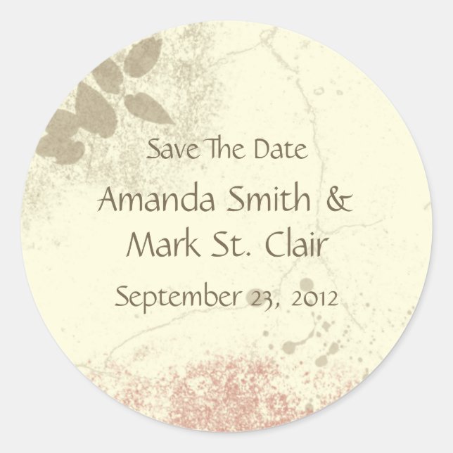 Peach Floral Garden Save The Date Sticker (Front)