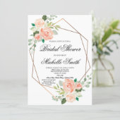 Peach Floral Geometric Bridal Shower Invitation (Standing Front)