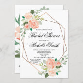 Peach Floral Geometric Bridal Shower Invitation (Front/Back)