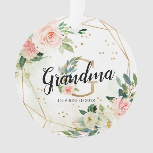 Peach Floral Geometric New Grandma or Gigi Ornament