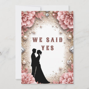 🌸 Peach Floral Gold Wedding Spring Theme 💖 Invitation