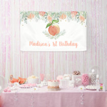 Peach Floral Greenery Birthday Banner