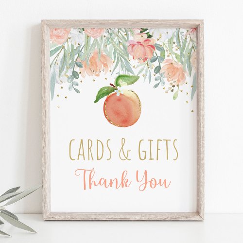 Peach Floral Greenery Birthday Cards  Gifts Sign