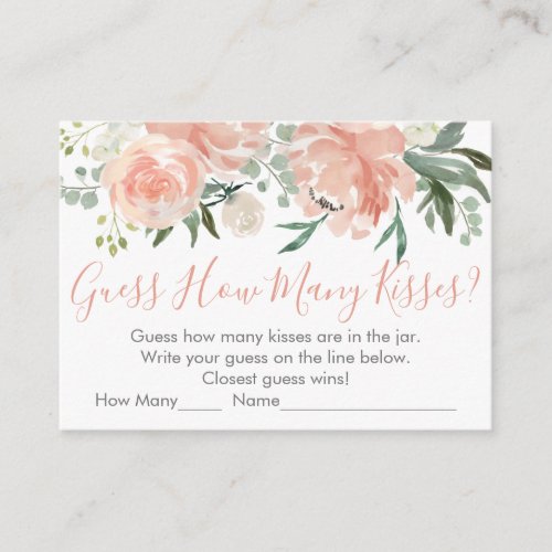 Peach Floral Guess How Many Bridal Shower Game Enclosure Card