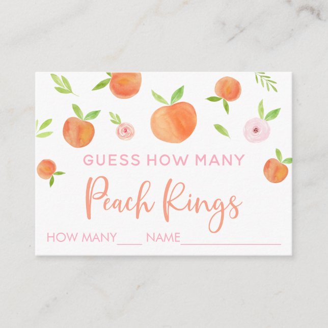 Peach Floral Guess How Many Game Enclosure Card (Front)