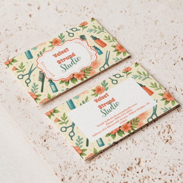 Peach Floral Hair Stylist Business Card (Creator Uploaded)