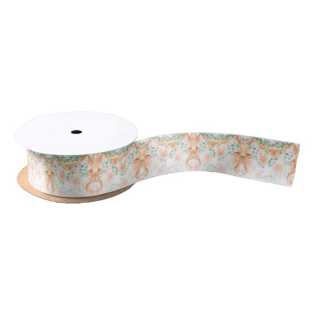 Peach Floral Handfasting Wedding Ribbon (Spool)