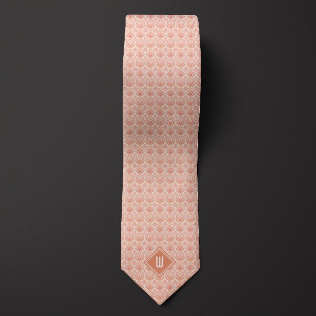 Peach Floral Inspired Monogram Neck Tie (Creator Uploaded)