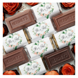 Peach Floral It is a Girl Baby Shower Hershey's Miniatures