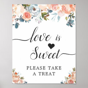 Peach Floral Love Is Sweet Dessert Sign