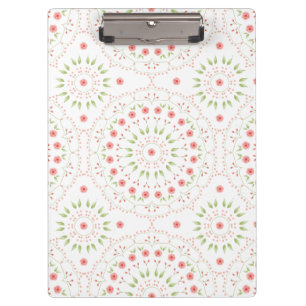 Peach Floral Mandala Clip Board