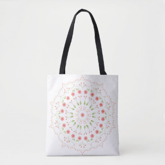 Peach Floral Mandala Tote Bag