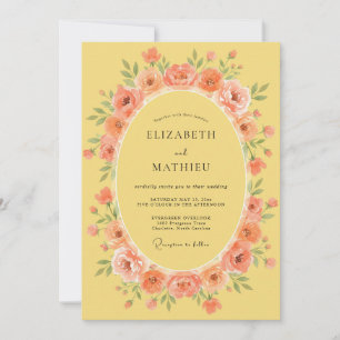 Peach Floral Meadow Wedding Invitation