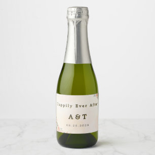 Peach Floral Mini Sparkling Wine Bottle Label