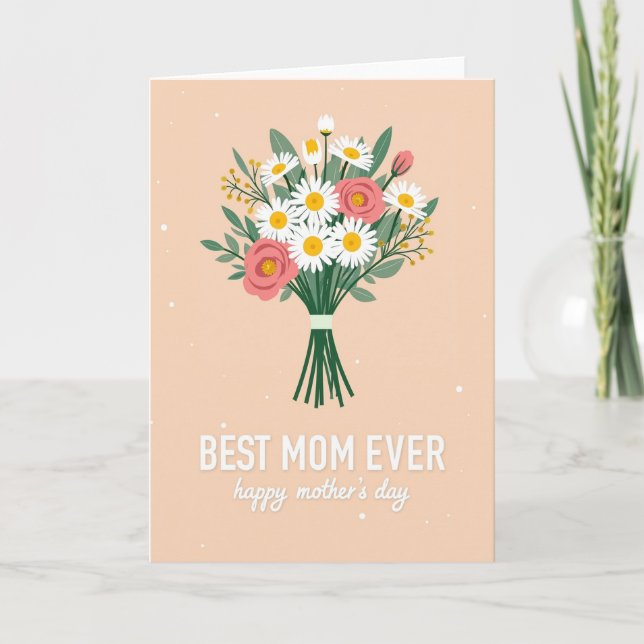 Peach Floral Mothers Day Card (Front)