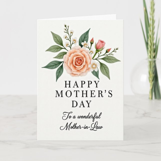 Peach Floral Mothers Day Wish Card (Front)