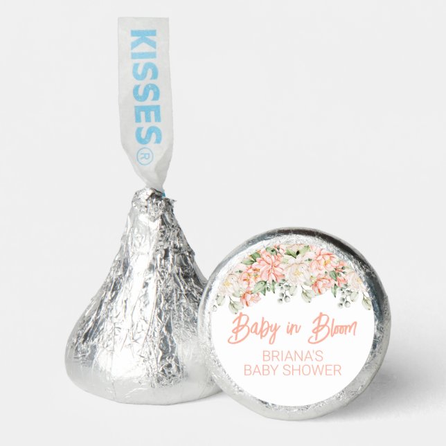 Peach Floral Neutral Baby Shower Hershey®'s Kisses® (Front)