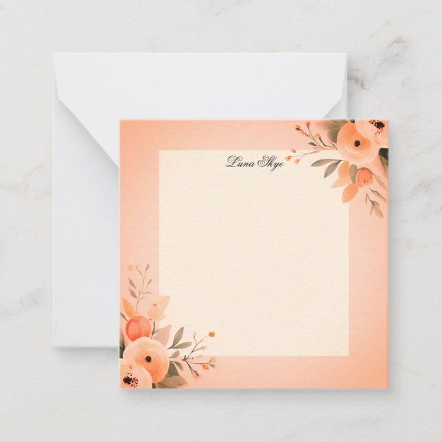 Peach floral  note card (Front)