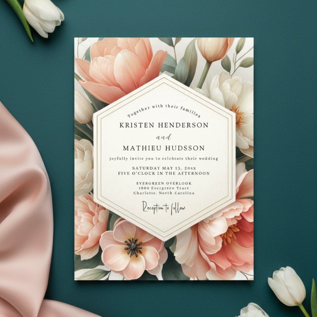 Peach Floral Opulent Romance Wedding Invitation (Creator Uploaded)