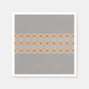 Peach Floral Patterned Napkins