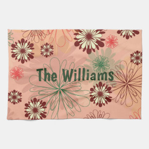 Peach Floral Personal Display Kitchen Towel