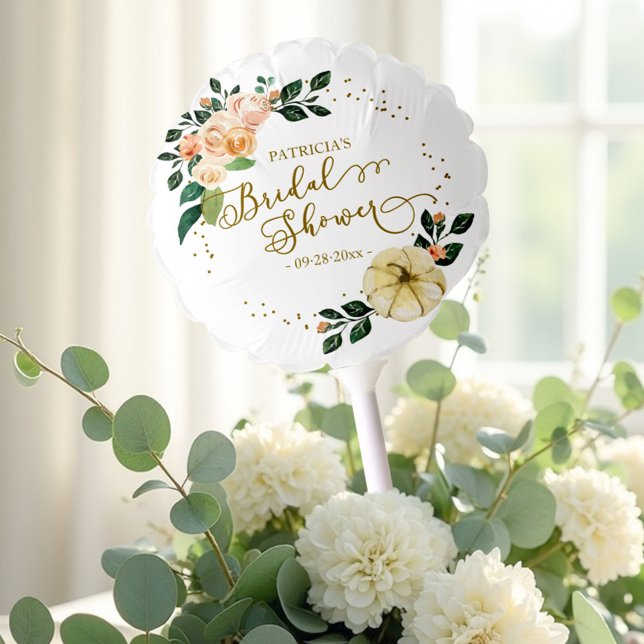 Peach Floral Pink Pumpkin Fall Bridal Shower Balloon (Creator Uploaded)