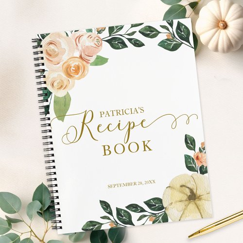 Peach Floral Pumpkin Bridal Shower Recipe Book