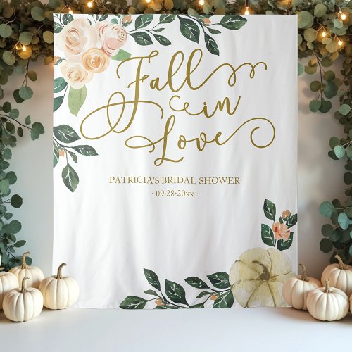 Peach Floral Pumpkin Fall Bridal Shower Backdrop