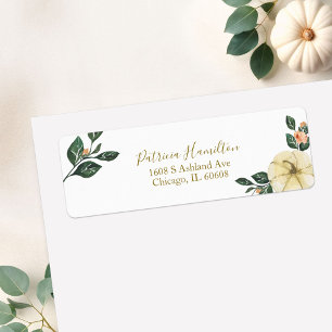 Peach Floral Pumpkin Fall Bridal Shower Label