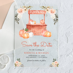 Peach Floral Pumpkin Market Wedding Save the Date