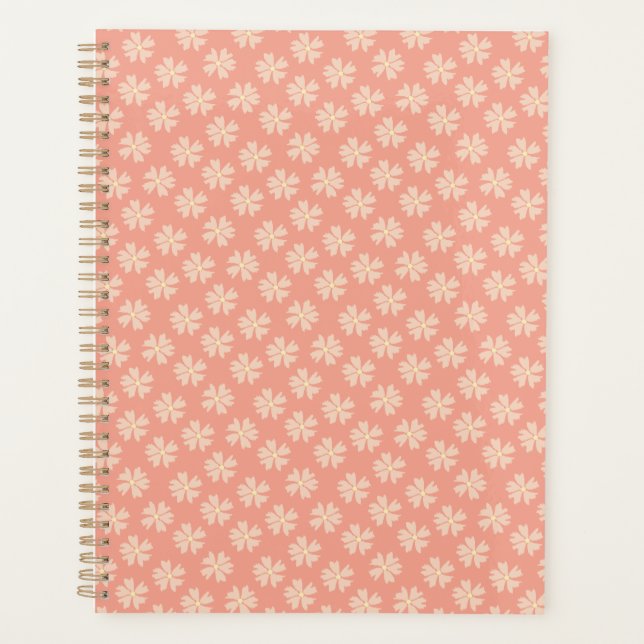 Peach Floral Repeating Flower Pattern Planner (Front)