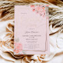 Peach floral rose gold script bridal shower foil invitation