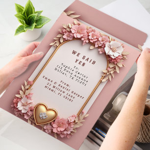 🌺 Peach Floral Rose Gold Wedding Collection 💐 Envelope Mailers