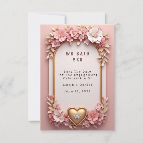  Peach Floral Rose Gold Wedding Collection  Save The Date
