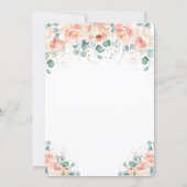 Peach Floral Rose Greenery Bridal Shower Tea Party Invitation (Back)