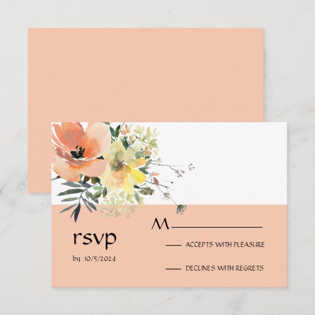 Peach Floral RSVP Card (Front/Back)