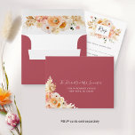 Peach Floral RSVP with Return Address, Burgundy En Envelope<br><div class="desc">Elegant burgundy berry RSVP envelope with peach floral inside and printed return address outside. Design coordinating our "Peach Delight collection" wedding RSVP cards. NOTES: 1) the default "A2" envelope size selected fits our coordinating 3.5" x 5" RSVP card size, if you make changes on the RSVP card size, please make...</div>