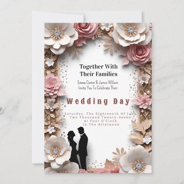 🌸 Peach Floral Spring Wedding Theme 💍 Invitation (Front)