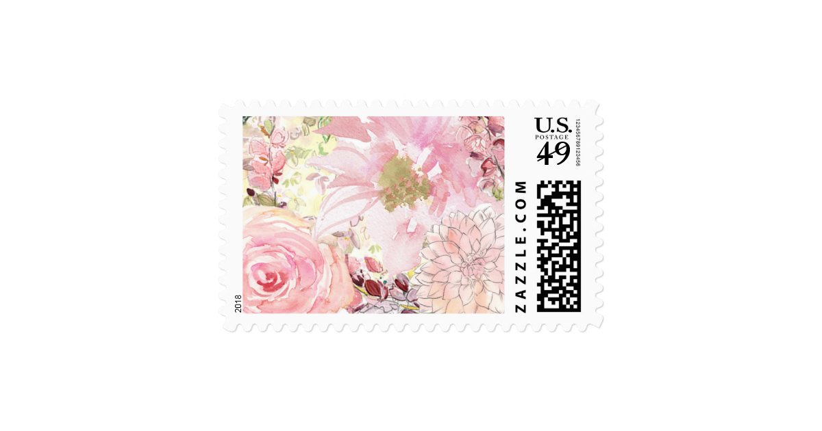 Peach Floral Stamp | Zazzle