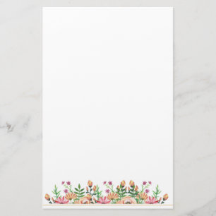 Peach Floral Stationery